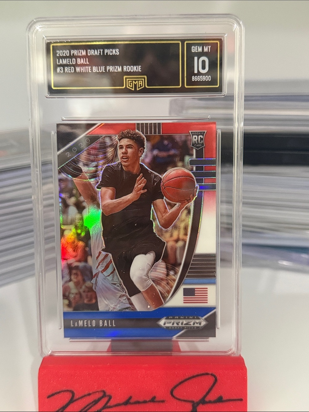 Lamelo Ball - 2020 Prizm Draft Picks RWB RC- GMA Gem Mint 10